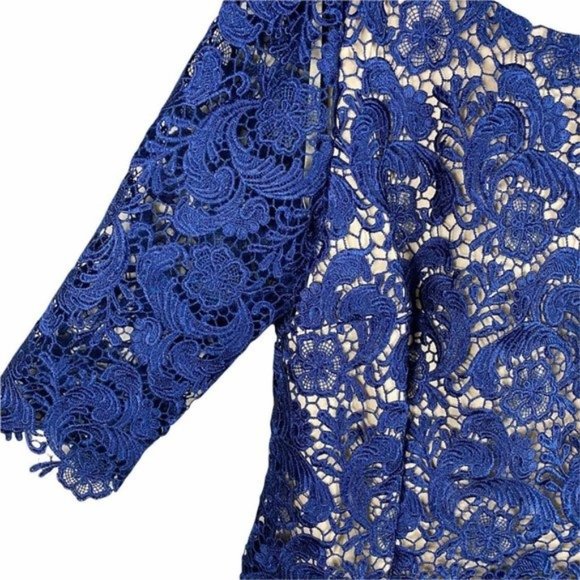 Eliza j royal collection blue lace cocktail dress kate middleton inspired - Picture 3 of 8